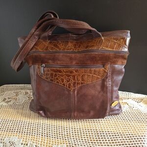 Vintage Italian Brown Leather Tote Bag